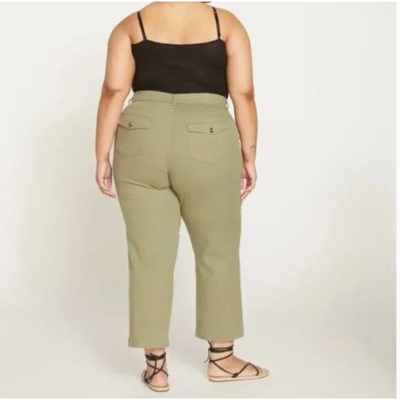 Universal Standard Casual Twill Pants 00 XS NWT Pistachio Green Trouser Wide Leg - Picture 3 of 6